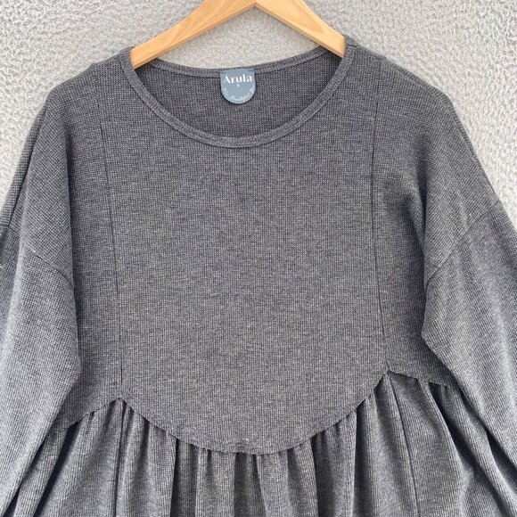 Arula Sweater Womens B US 2X Plus Gray Peplum Waist Stretch Knit Pullover Casual - Picture 2 of 9